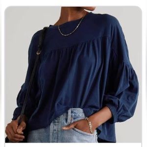 Apiece Apart Blue Long Sleeve Blouse - XS